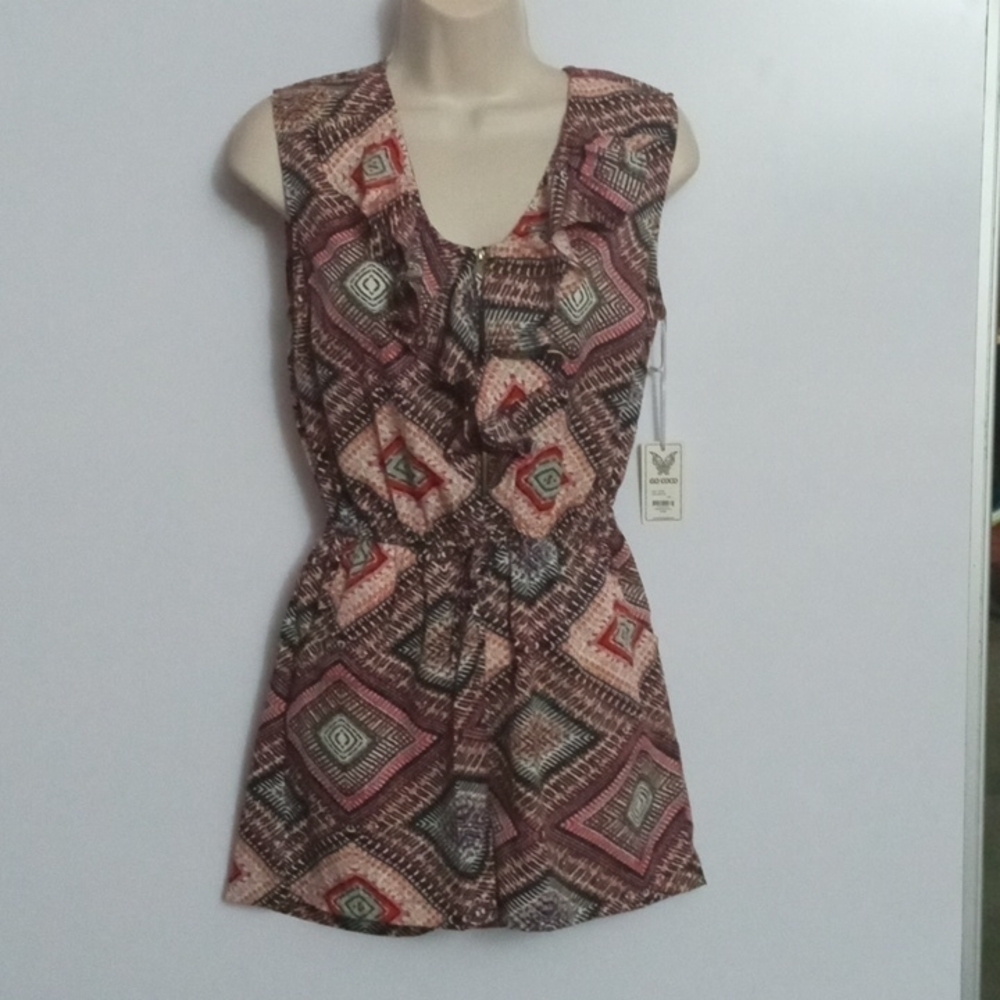 Go CoCo Romper Sz S Multi Color Print  NWT